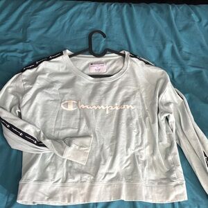 Champion Pastel Mint Crewneck Sweatshirt with Black Logo Trim